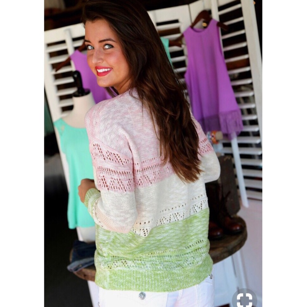 The Rage Pink & Green Lightweight Sweater